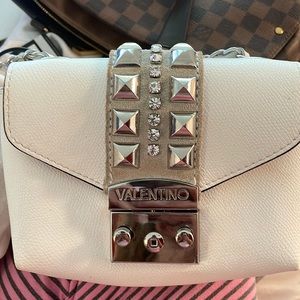 Valentino White Leather Silver Stud Rockstud Bag